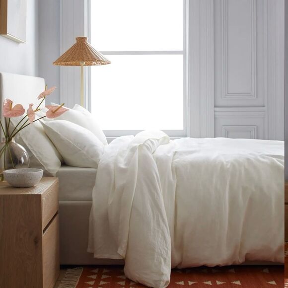 Quince European Linen Duvet Cover King/Cal King Ivory NWOT - Picture 3 of 6